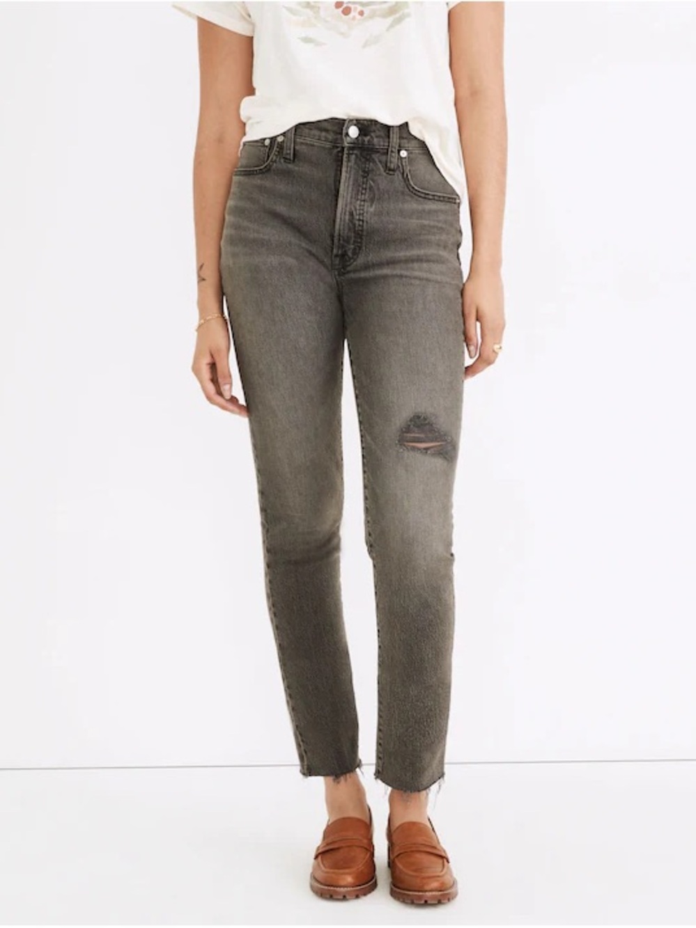 Madewell Perfect Vintage Straight Leg Jeans - Cosner Wash, Ripped Knee